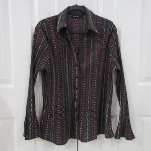 Apt 9 Gray/Burgundy/White Patterned Blouse Size 1X